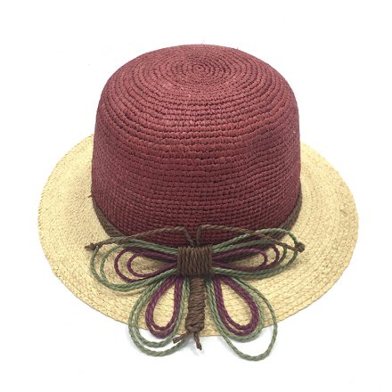 創(chuàng)意拼色蝴蝶結(jié)紙草草帽廠家