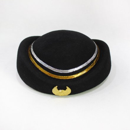 空姐帽廠家-黑色圓頂空姐帽定制