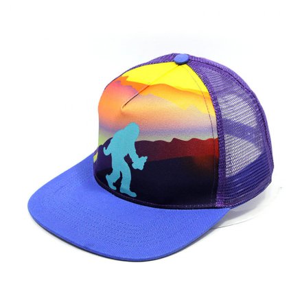 熱轉(zhuǎn)印LOGO卡通猿人印花網(wǎng)帽定做